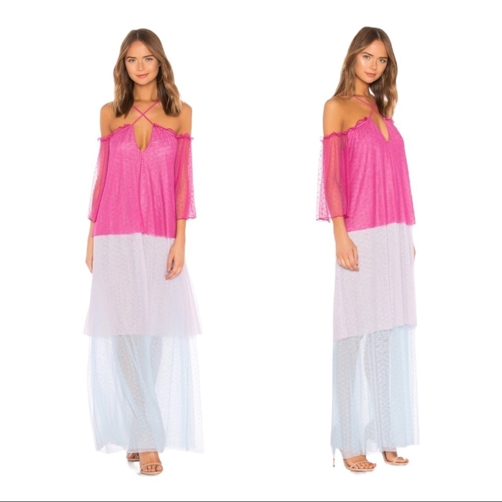 House of Harlow 1960 Pink and Light Blue Layered Maxi Dress